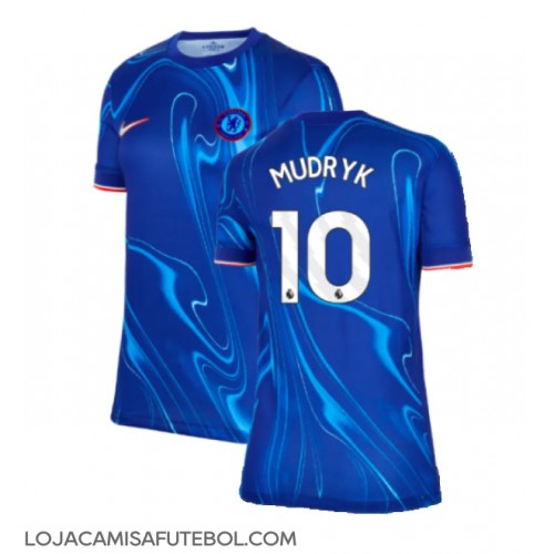 Camisa de Futebol Chelsea Mykhailo Mudryk #10 Equipamento Principal Mulheres 2024-25 Manga Curta